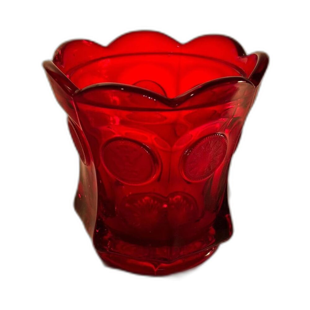 Fostoria Ruby Red Coin Glass Vintage